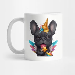 Black French Bulldog Ice Cream Unicorn Mug